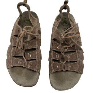 Earth Origins Womens Sassy Gladiator Sandals 7.5M Brown Suede Lace Up Casual